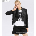 Women Leather Jacket Collar Neck Fashion Women′s Short Leather Jacket